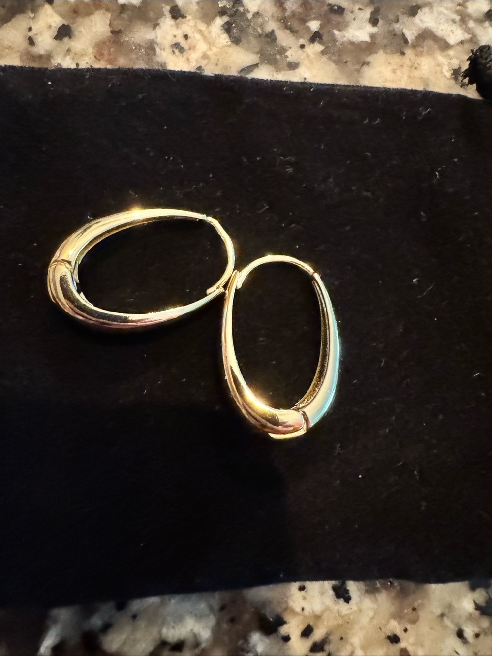 Polished Gold Oval Hoop Earrings for Women, never worn